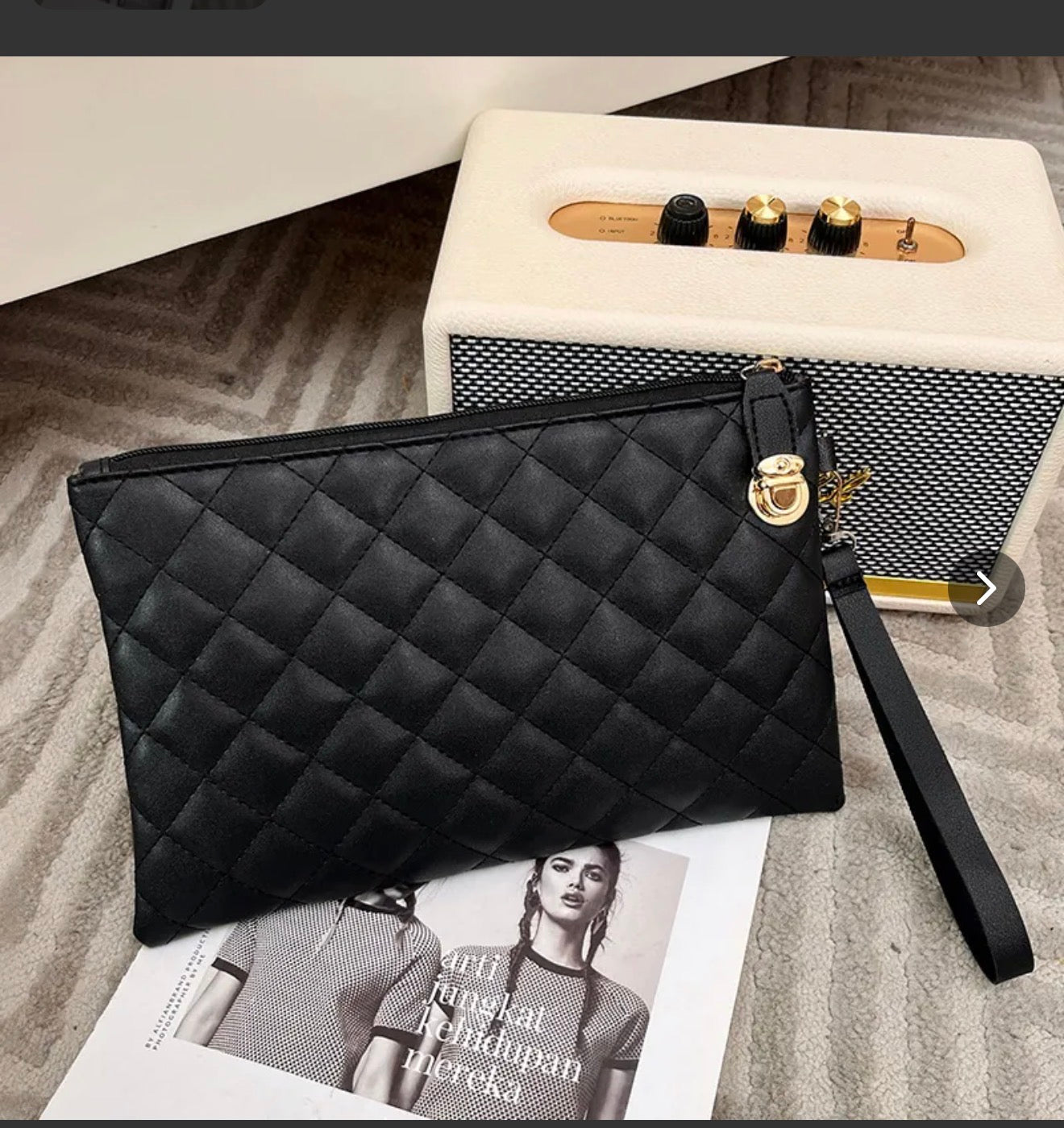 Quilted Diamond Wristlet Clutch