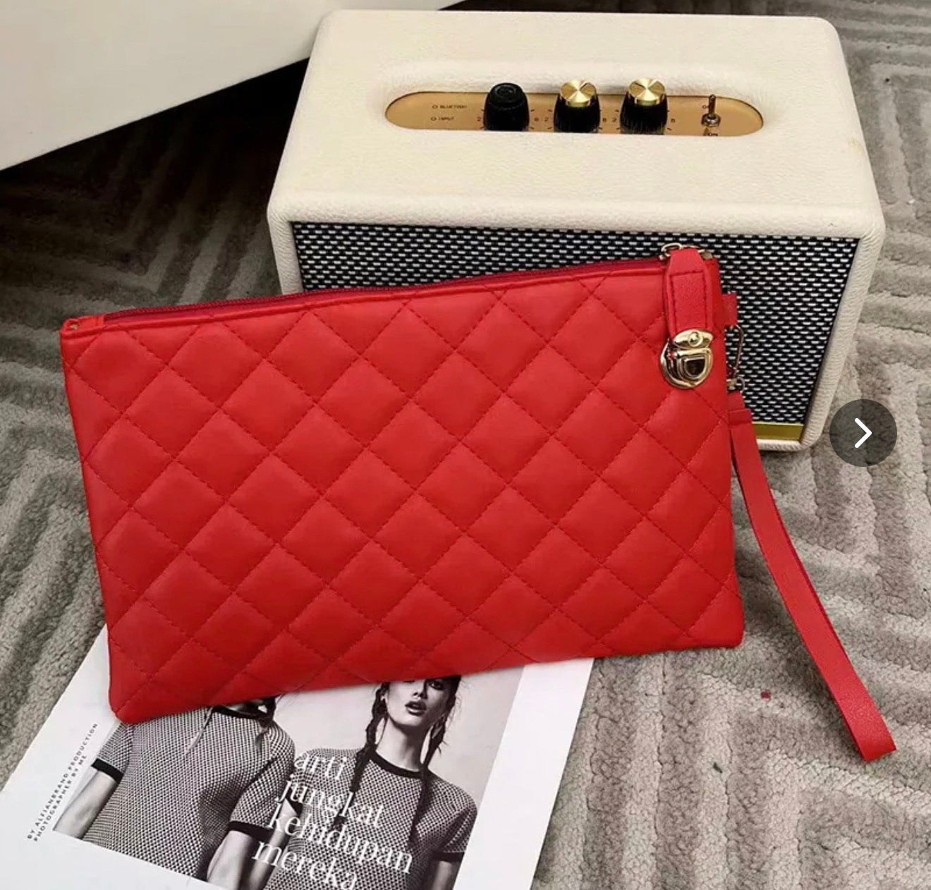 Quilted Diamond Wristlet Clutch