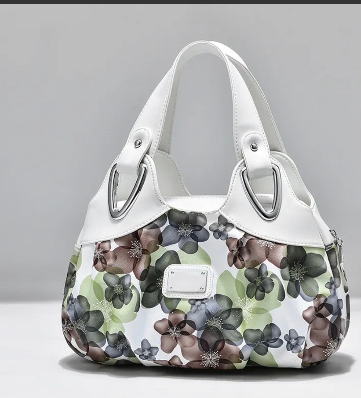 Floral Hobo Handbag – White Multi
